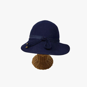 Vintage Lancaster Brim Hat Made in The USA 100% Wool Blue Bow Church S